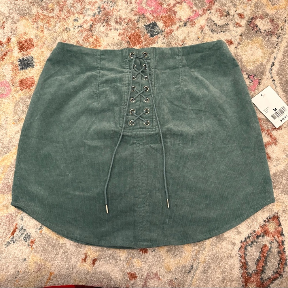 Forever 21 Teal Lace-Up Skater Skirt